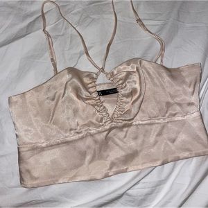 Zara pink satin crop top